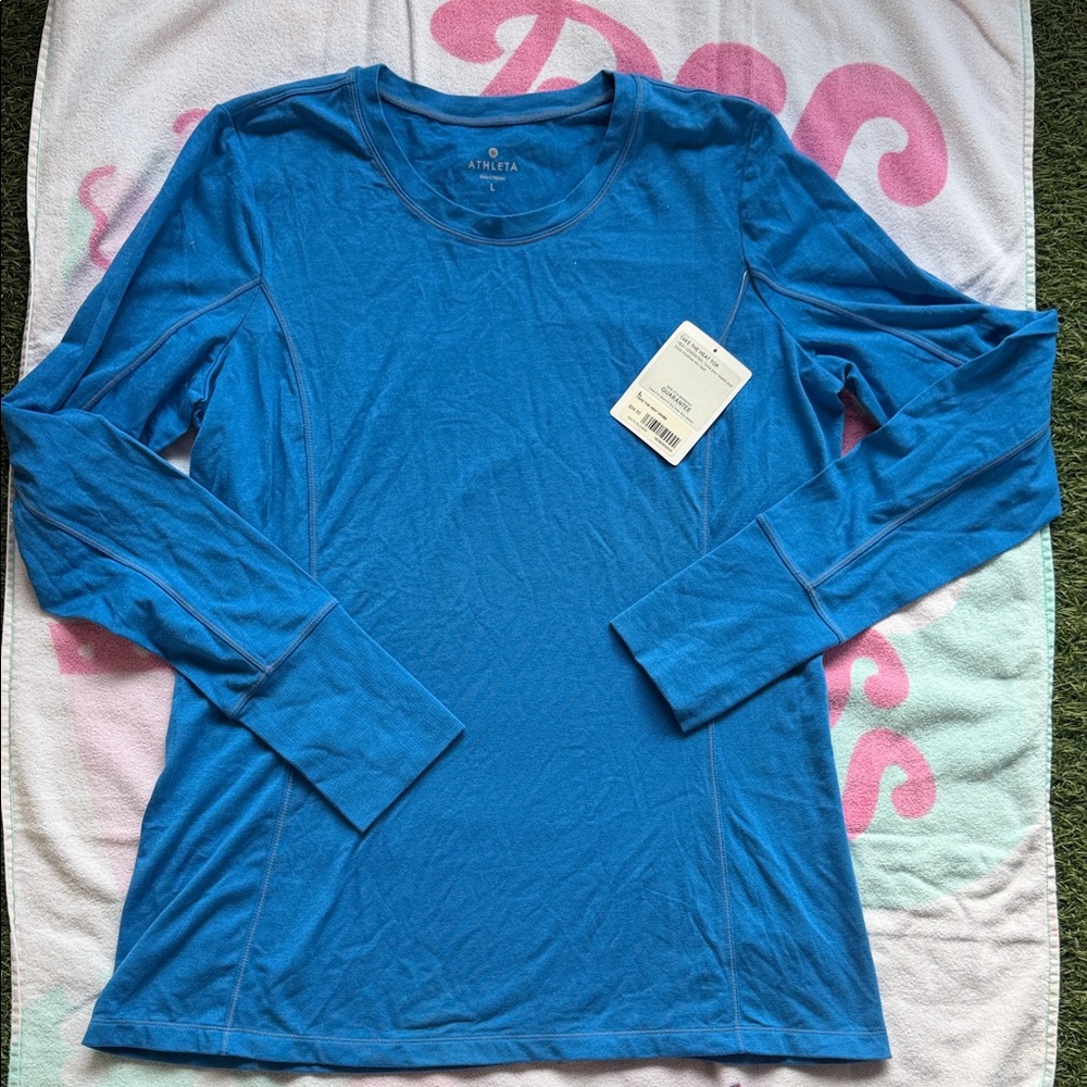 Athleta Electric Blue Long Sleeve Crew